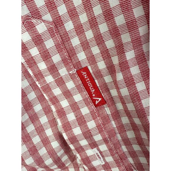 Texas Tech Red Raiders Antigua Button Down Dress Shirt Plaid Red White Men Large - Picture 4 of 7